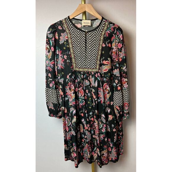 Dixie Black Floral Dress Made in Italy Sz. S - Picture 1 of 6